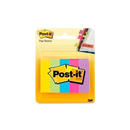 3M Post-it Page Markers, 1/2" x 2", Assorted Ultra, 100 Flags/Pad, 5 Pads/Pack 6705AU